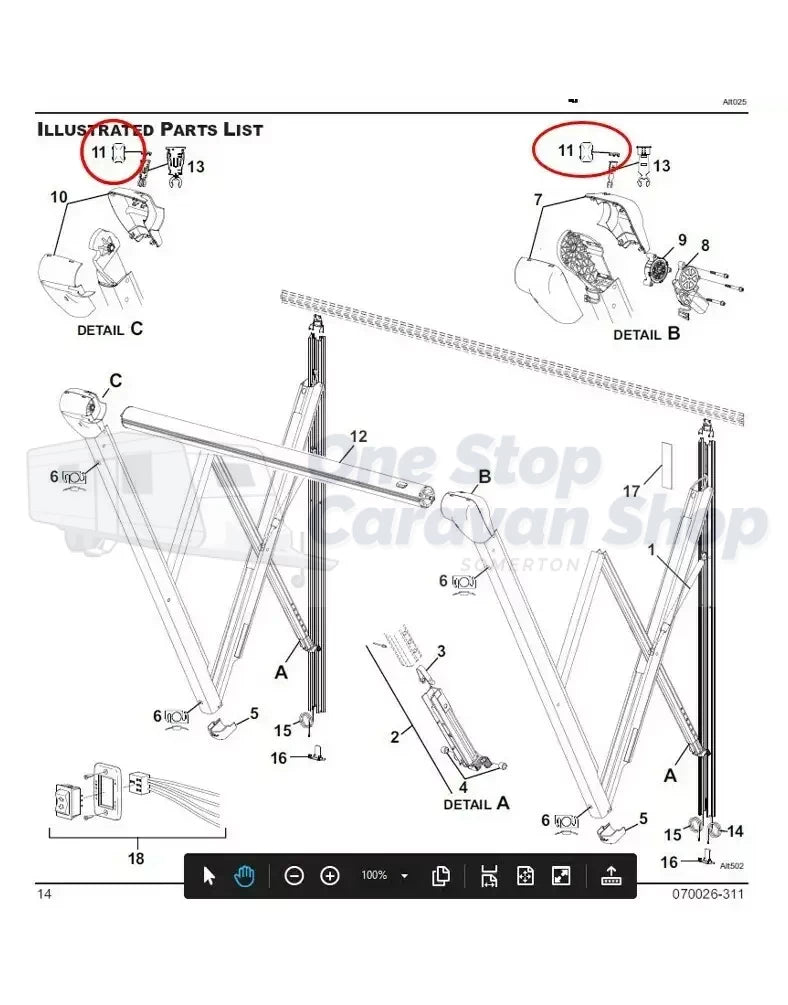 CAREFREE Altitude Parts (11.) - Black Clip Hole Cover Cap. R001962-006