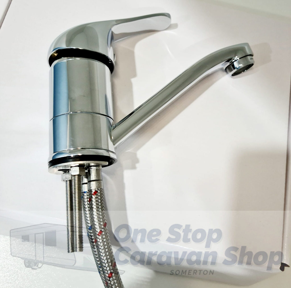 Caravan Bathroom Sink Mixer, 150mm spout with 2 x 12mm Push in Fittings 82H41-CHR