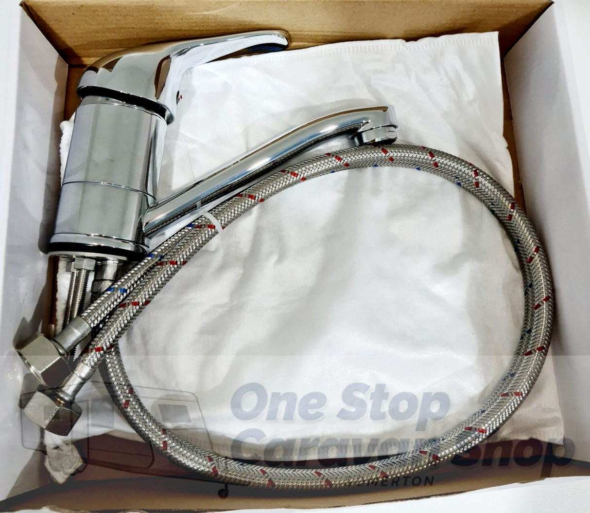 Caravan Bathroom Sink Mixer, 150mm spout with 2 x 12mm Push in Fittings 82H41-CHR