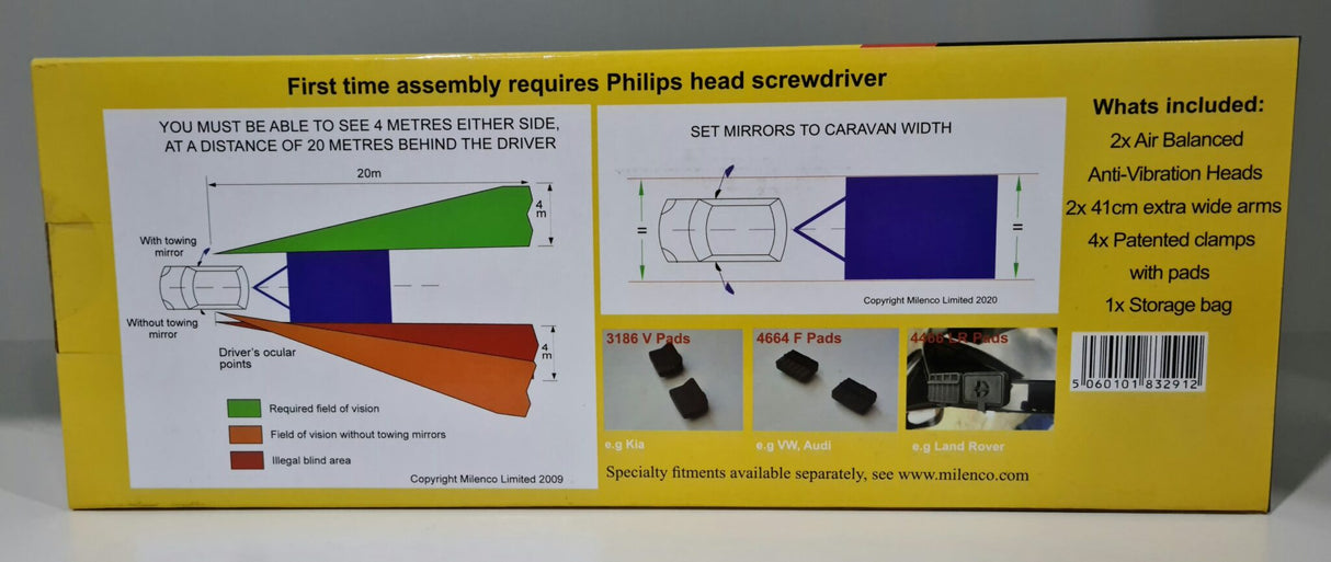 Milenco Grand Aero 4 Extra Wide Convex Towing Mirror (Twin Pack). MIL2912