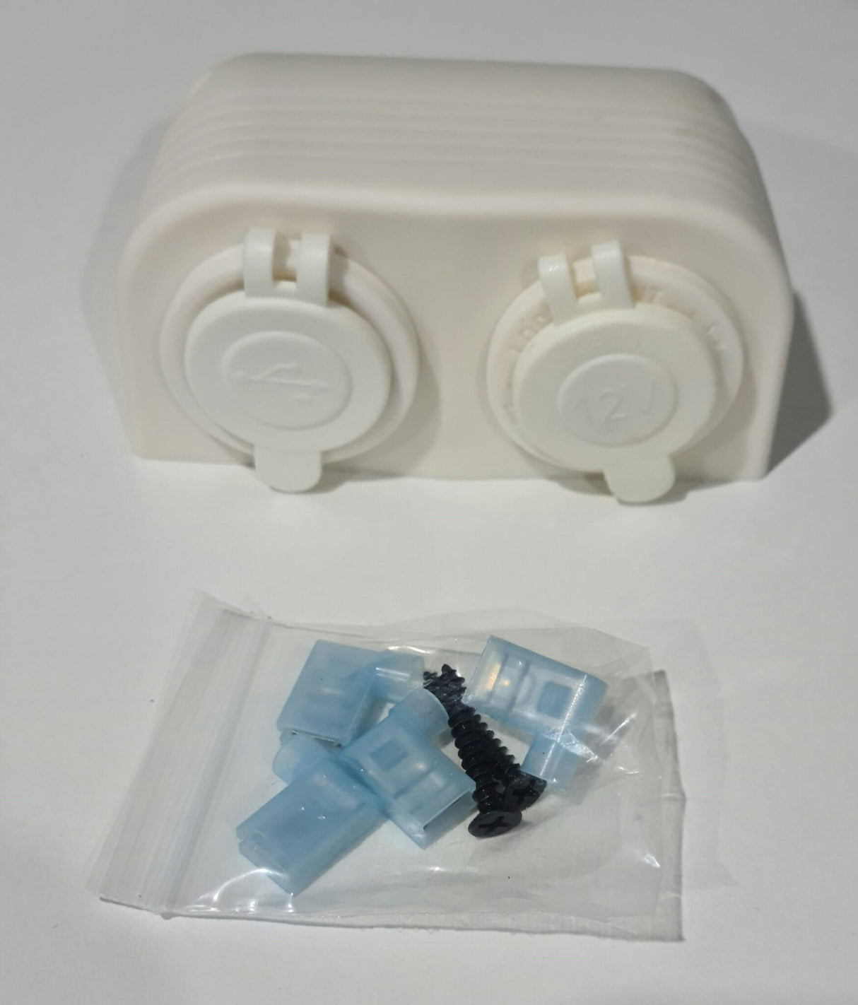 12V Single Power Outlet with Dual USB (White) - OSCS12VDUALUSB