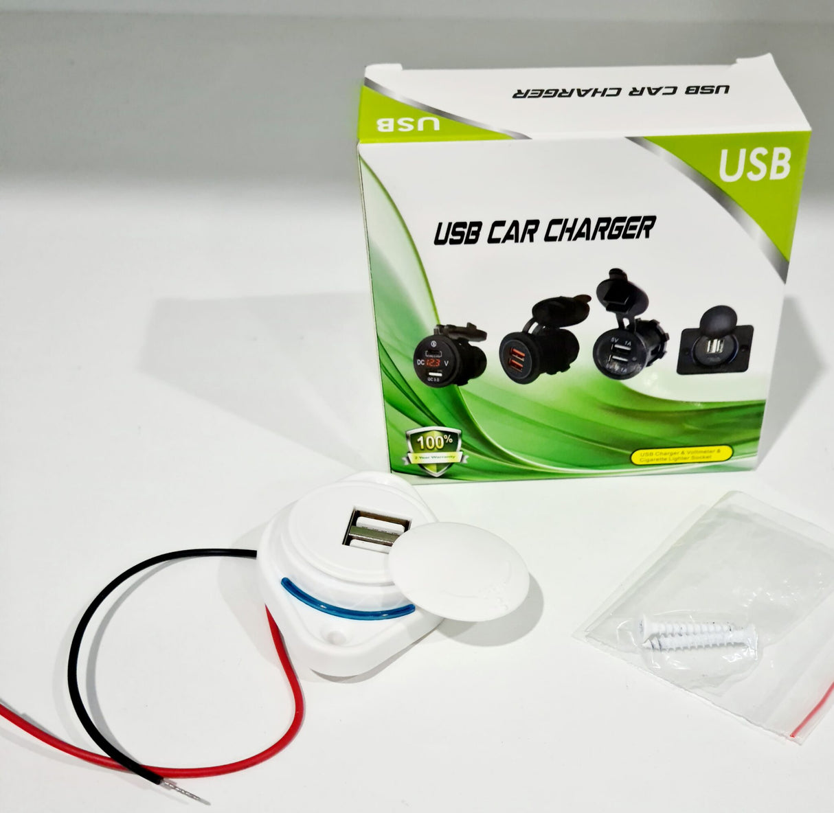 USB CAR CHARGER WHITE - OSCSUSB02