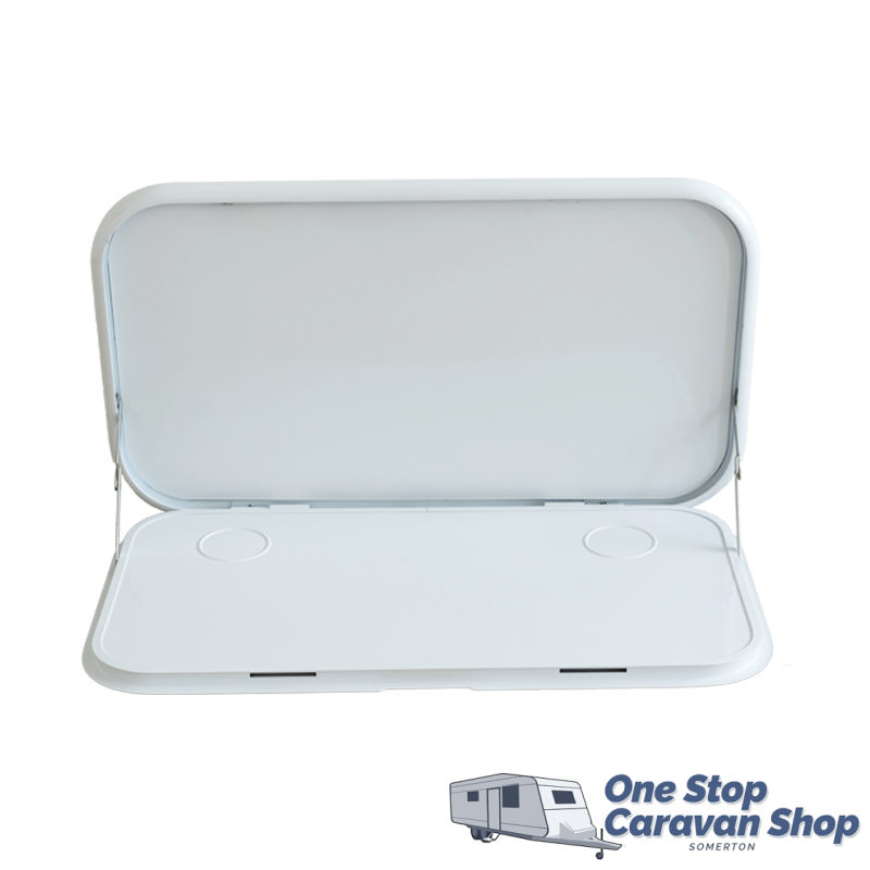 Caravan Picnic Table White with LED Lighting & Backing Plate - 800 x 445mm