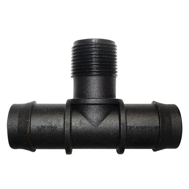 25mm Barbed x 3/4" BSP Male Threaded Tee