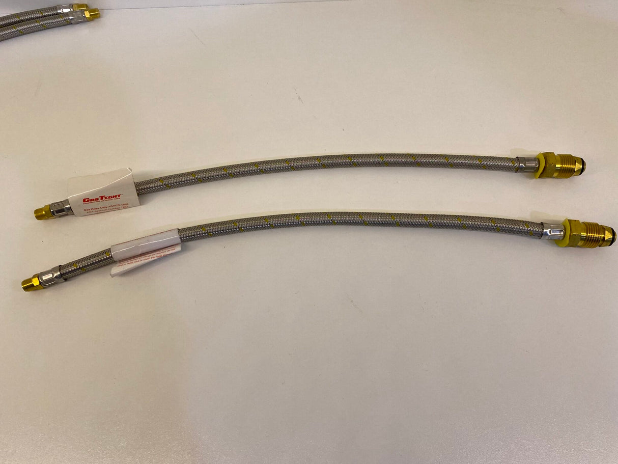 2x450mm Stainless Steel Braided Gas Hose (1/4 Inverted Flare) - Dual Bottles