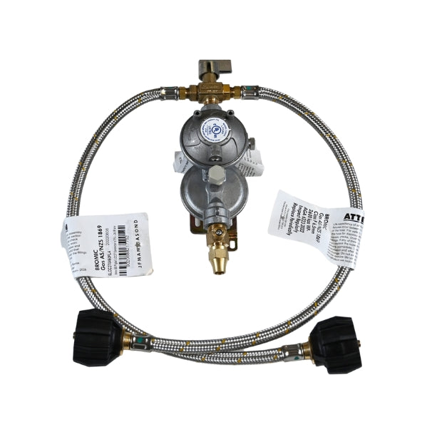 Bromic Two Stage RV Regulator Kit - LCC27 Twin Cylinders - 450mm hoses - 5/16 SAE Test Point