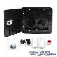 RV FLOMASTER Gravity/city Water Inlet Hatch - Black