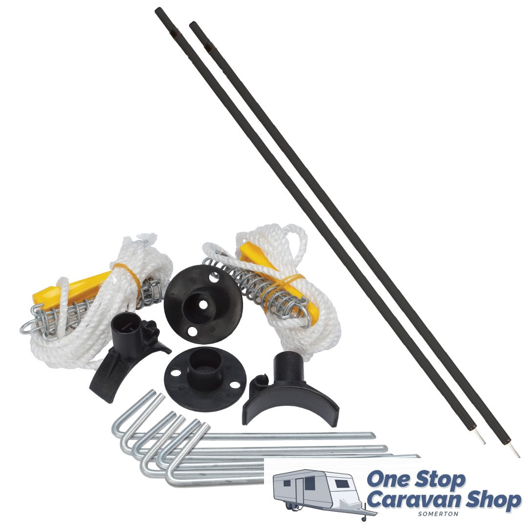 12V AWNING ROPE CRADLE POLE PACK – BLACK