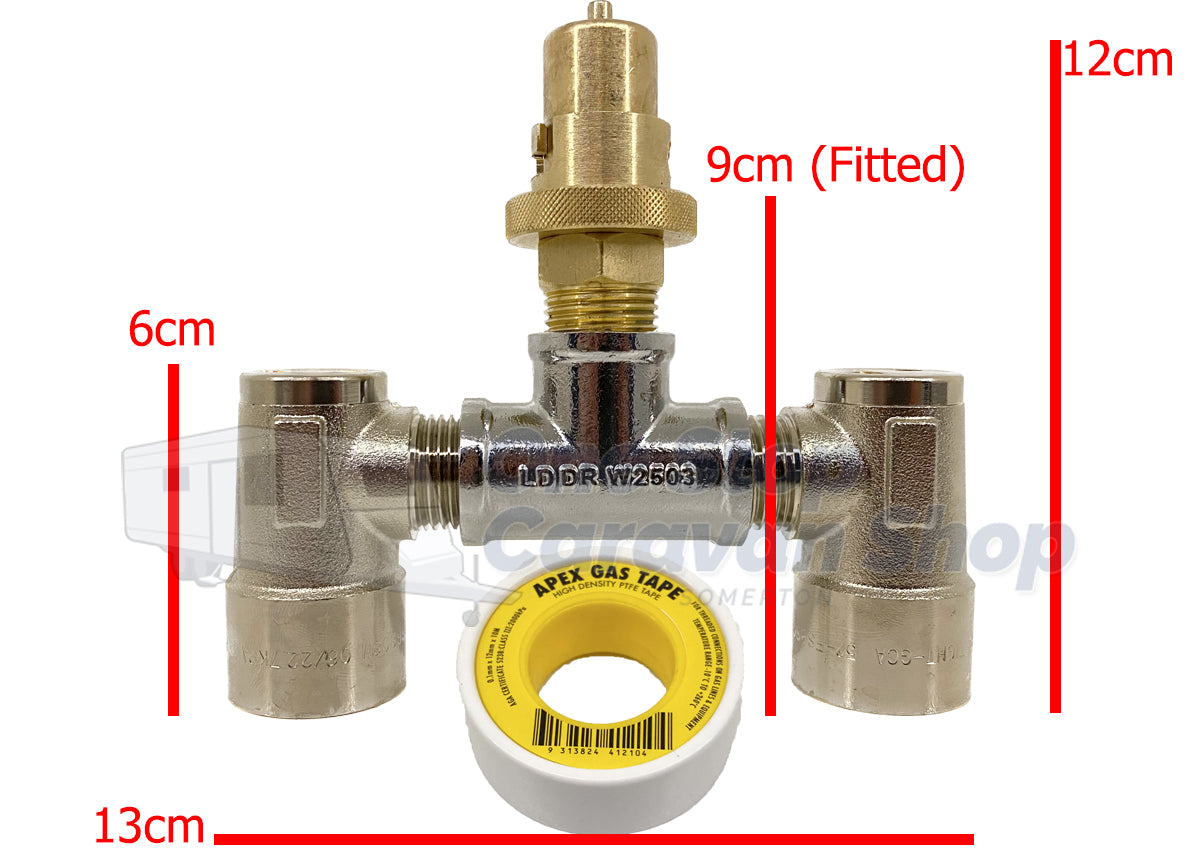 Single to Dual Gas Bayonet Double Adaptor with 3m 3/8 BBQ Hose to Suit Caravan and Motorhome Webber BBQ