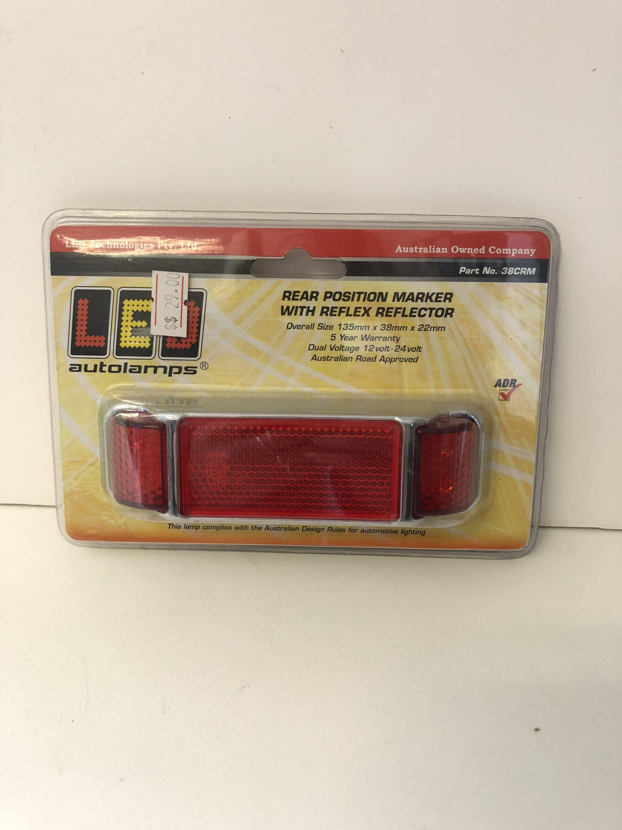 38 Series Chrome Marker Lamps with inbuilt Reflector 135mm x 38mm x 22mm