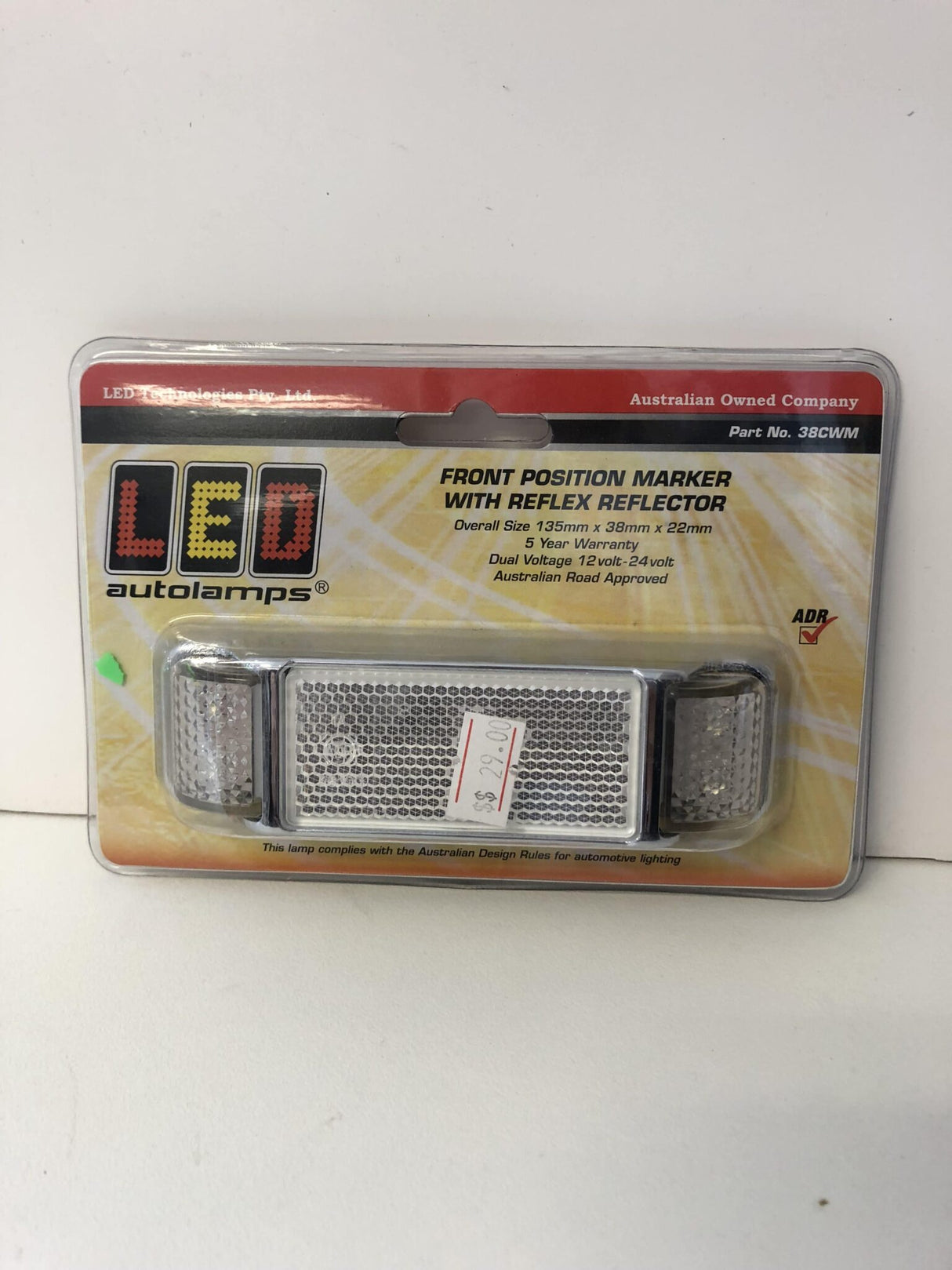 38 Series Chrome Marker Lamps with inbuilt Clear Reflector 135mm x 38mm x 22mm