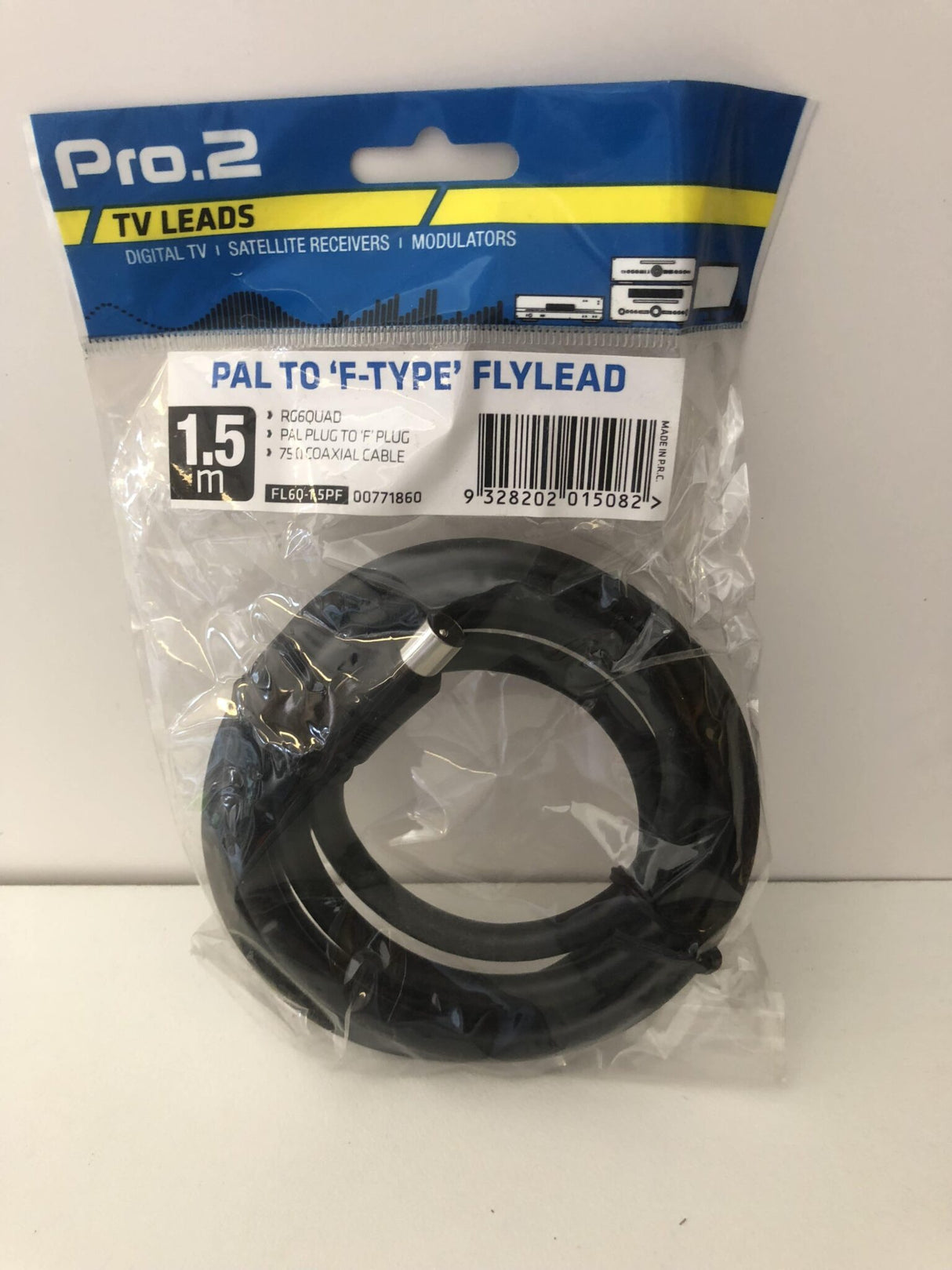 Pro.2 1.5M RG6QUAD PAL TO 'F' LEAD