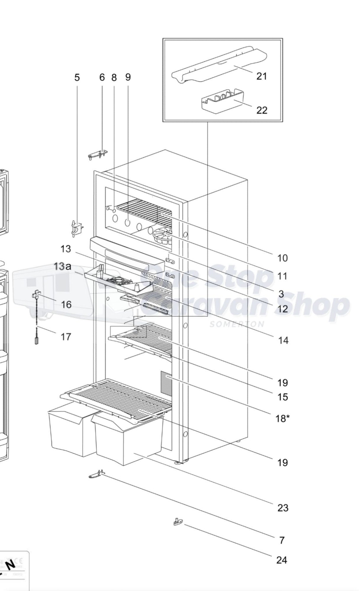 Clip Rack Safety Lock Suit Thetford Fridge - N4208/N4175/(N3175- after 2018)