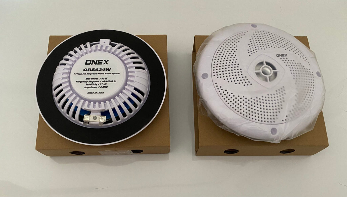 White 6.5"Dual Full Range Low Profile Marine Speakers - Pair