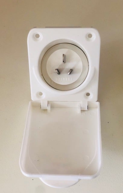 White Weatherproof 15A INLET - IP44
