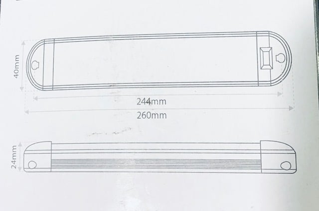 LED Interior strip light with on/off switch 260mm 12v - White