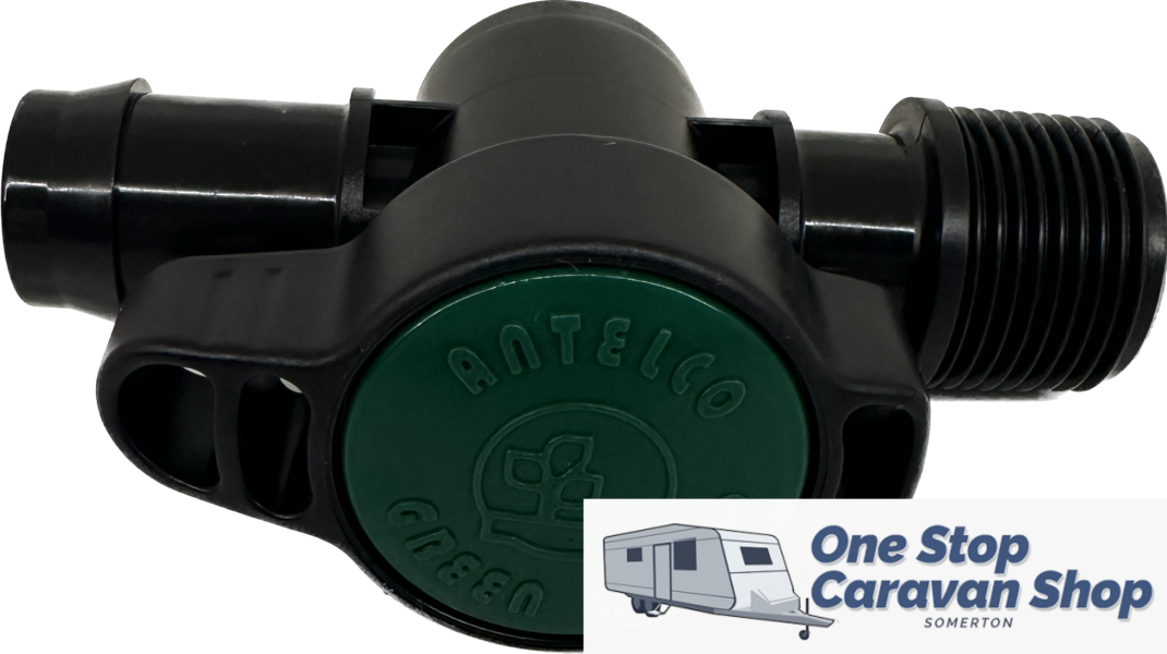 Antelco 21mm Barbed Valve 3/4 BSPM Thread Green Top