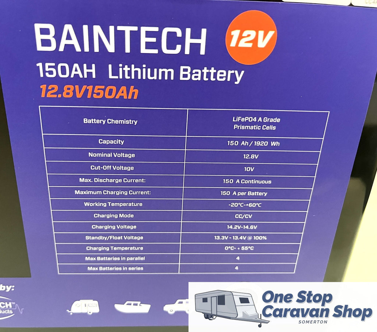 Baintech 12V 150AH Deep Cycle Lithium Battery with Bluetooth