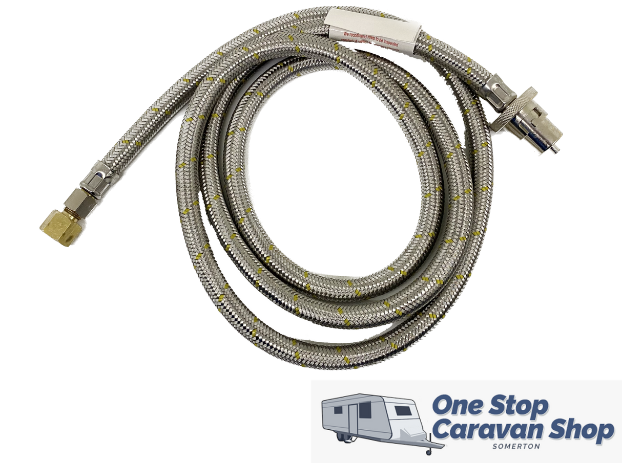 Gas Bayonet Hose 3m 1/4 with Adapter to suit 3/8 Webber BBQ