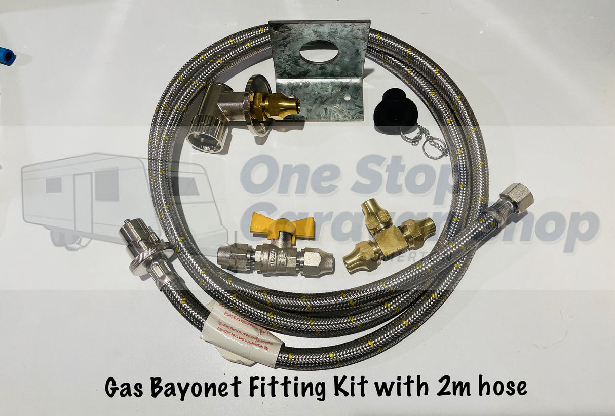 Gas Bayonet DIY Fitting Kit with 2m 3/8" Webber BBQ hose