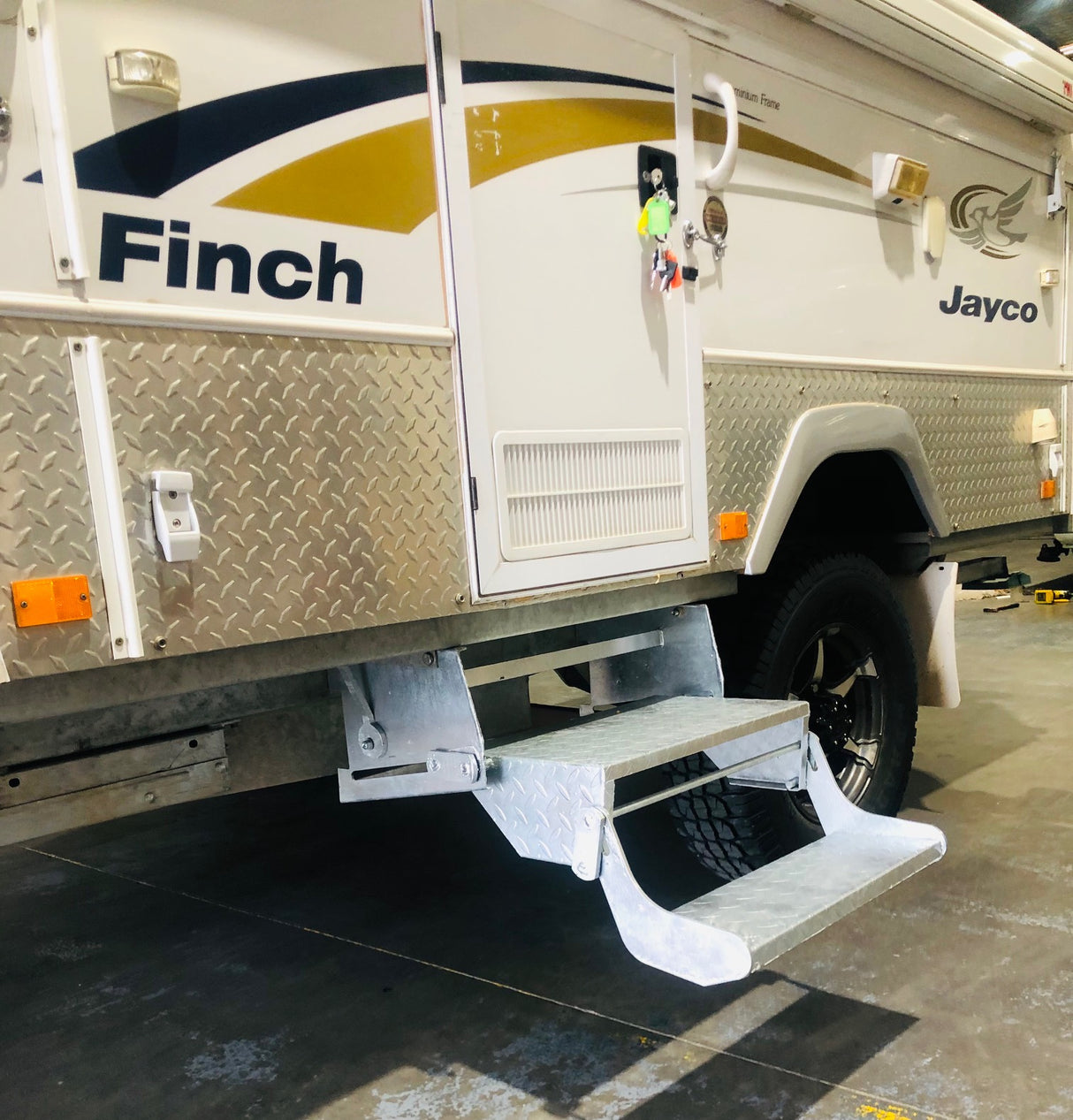 Double Pull-Out Caravan Step - Galvanised Steel