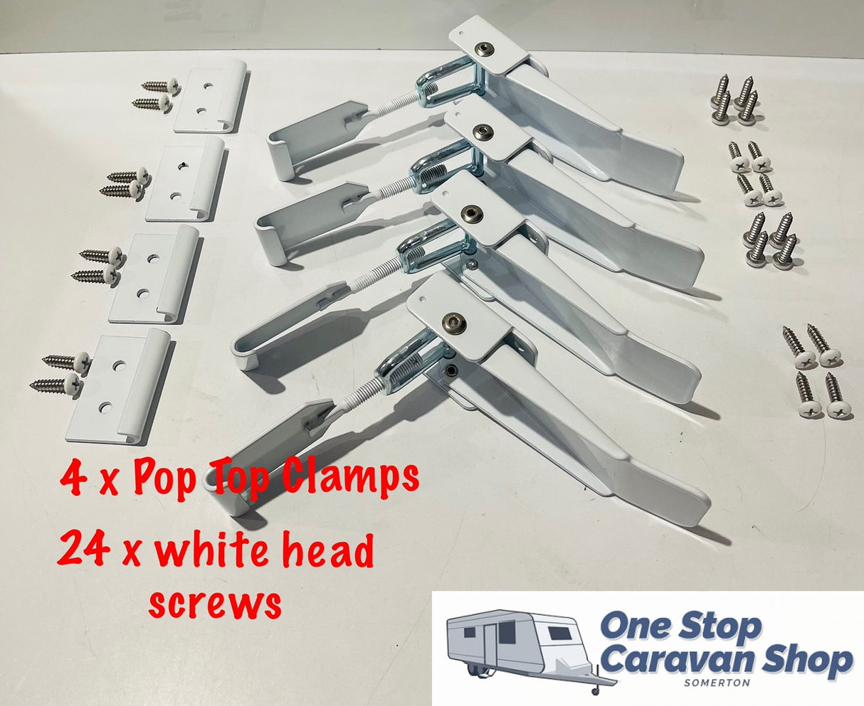 Roof Clamp for Pop Top White set of 4 (with white pan head screws)4