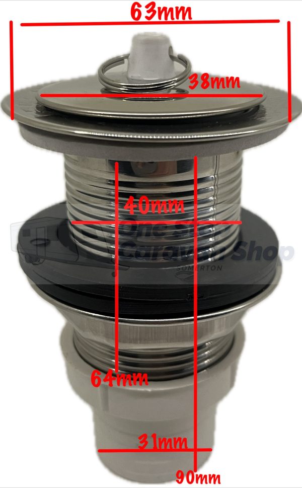 Caravan & RV 40mm Chrome Basin Plug with 32mm outlet