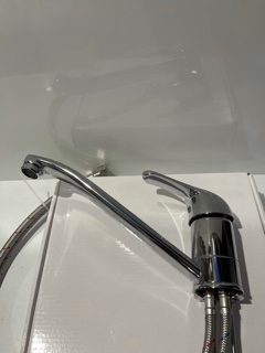Caravan Kitchen Sink Mixer 221mm spout with 2 x 12mm Push in Fittings 82H41-CHR