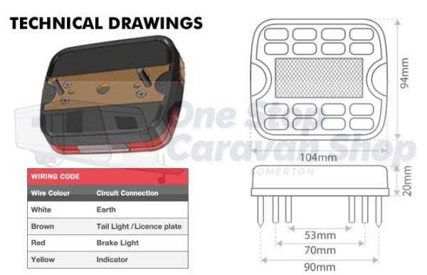 Whitevision CRL10 Ser 9-33V LED Combination Trailer Lamp