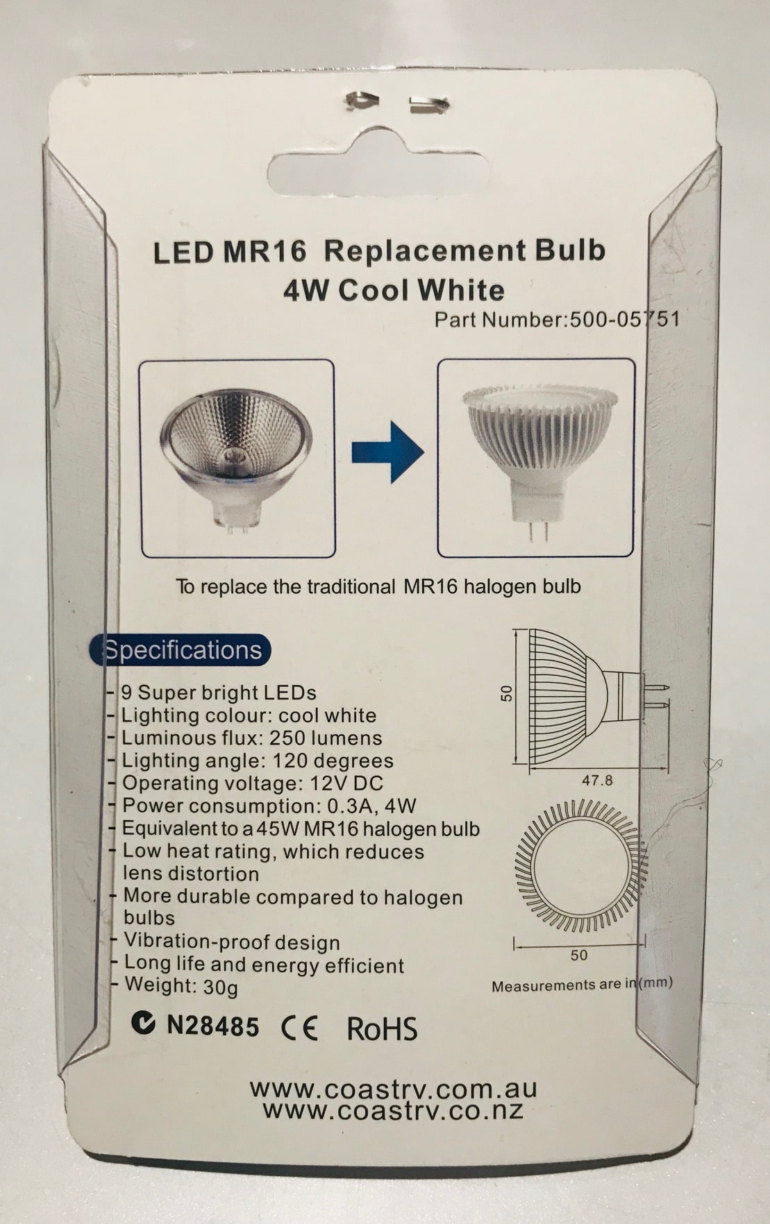 LED MR16 Replacement Bulb (Cool White) 4W