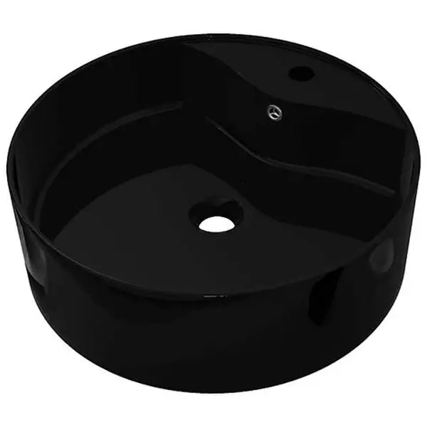 Black Ceramic Round Sink/Basin with Overflow Hole - 465mm