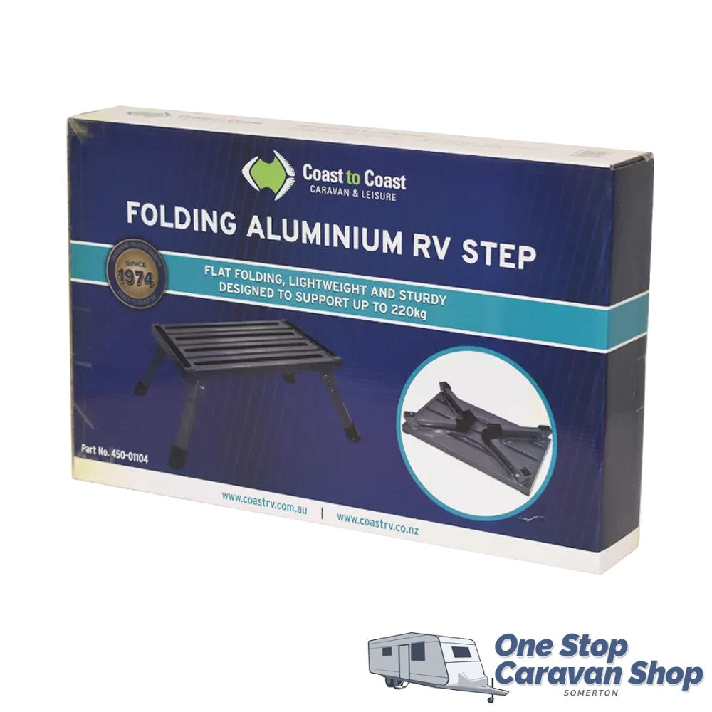 COAST Folding ALUMINUM RV Step (220kg Capacity)