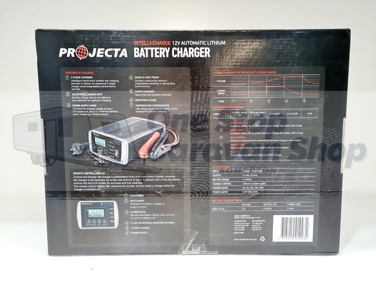 PROJECTA IC5000L 12V AUTOMATIC 50 AMP 5 STAGE LITHIUM BATTERY CHARGER