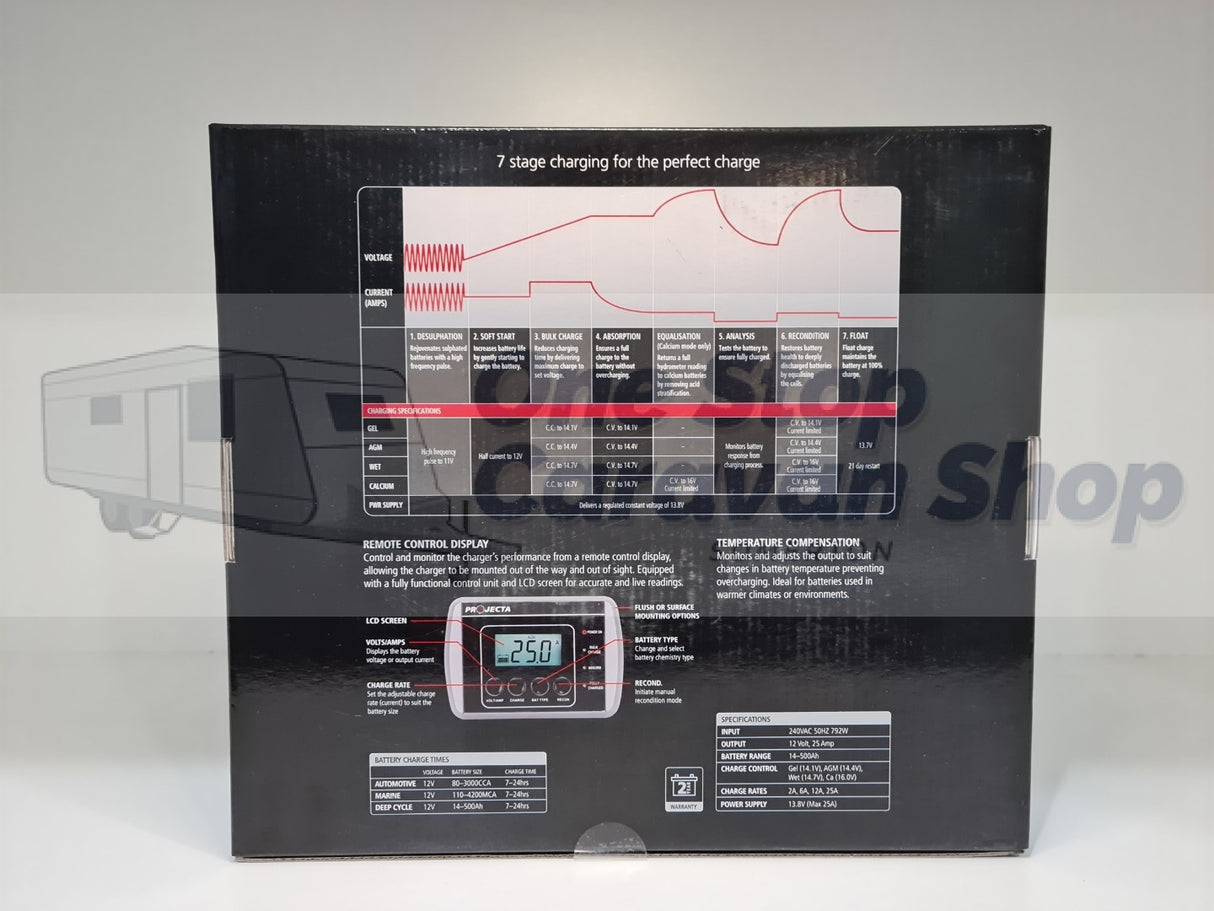 PROJECTA 12V AUTOMATIC 25A 7 STAGE BATTERY CHARGER PART NO IC2500