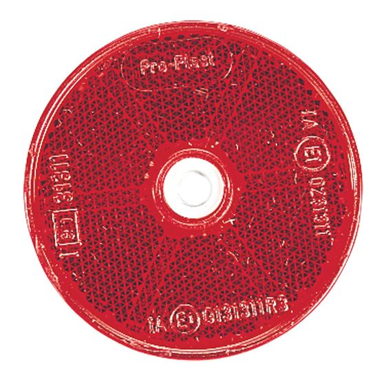Narva Red Retro Reflector with Central Fixing Hole (pair)