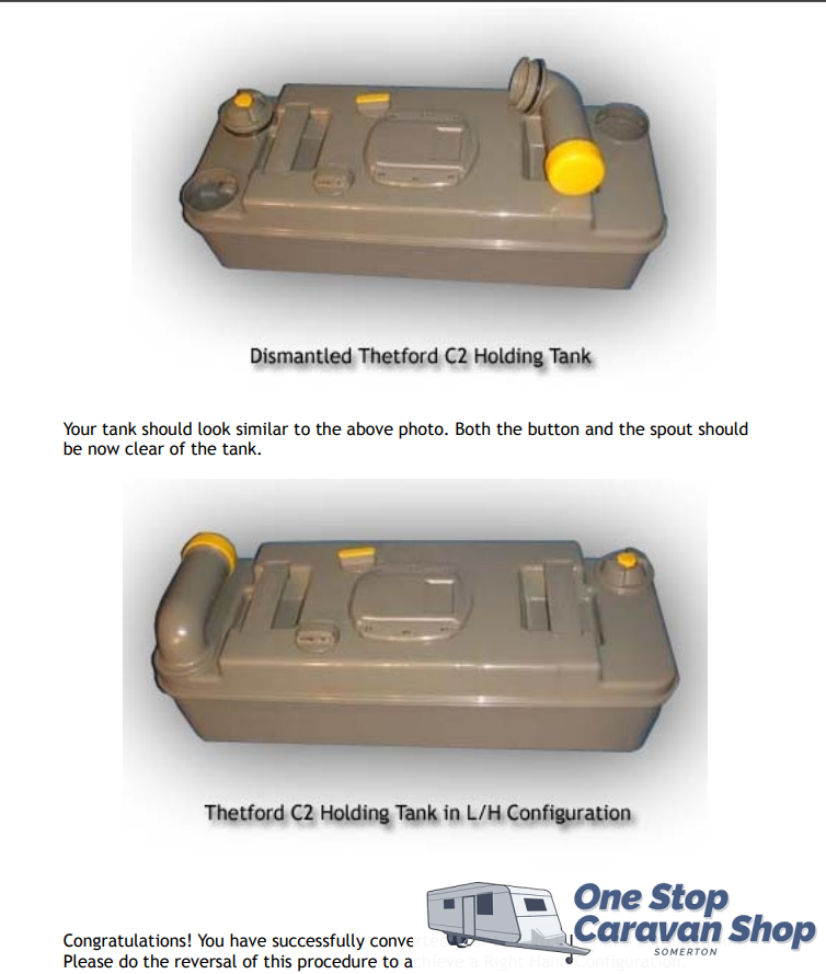 Thetford R/H Holding Tank T/S C2 Cassette Electric Toilet. 20063874