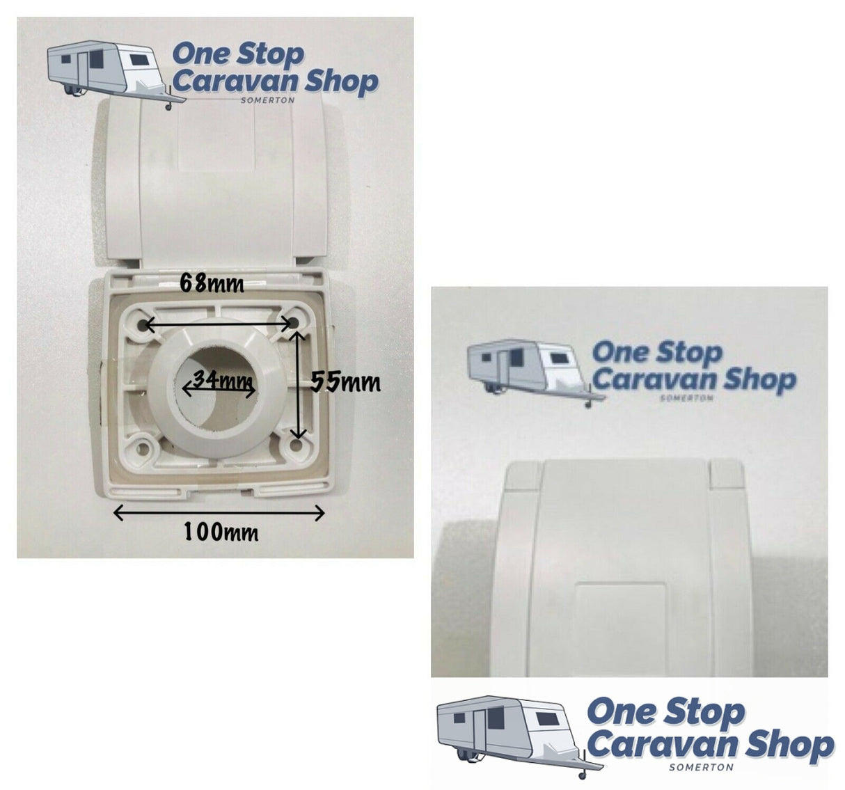 Wall mounted Elbow Gas Bayonet & Cover (White) - Caravans & Motorhomes