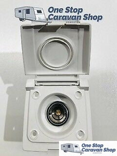 Wall mounted Elbow Gas Bayonet & Cover (White) - Caravans & Motorhomes
