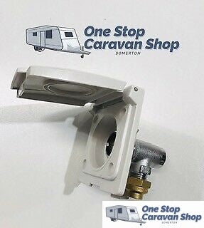 Wall mounted Elbow Gas Bayonet & Cover (White) - Caravans & Motorhomes