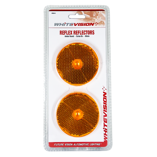 60mm Round Amber Reflector - Pair