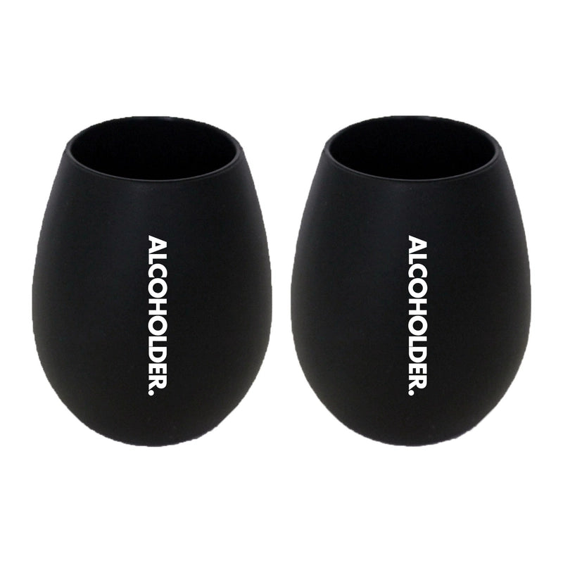 ALCOHOLDER SQUISH SILICONE STEMLESS WINE TUMBLER - BLACK