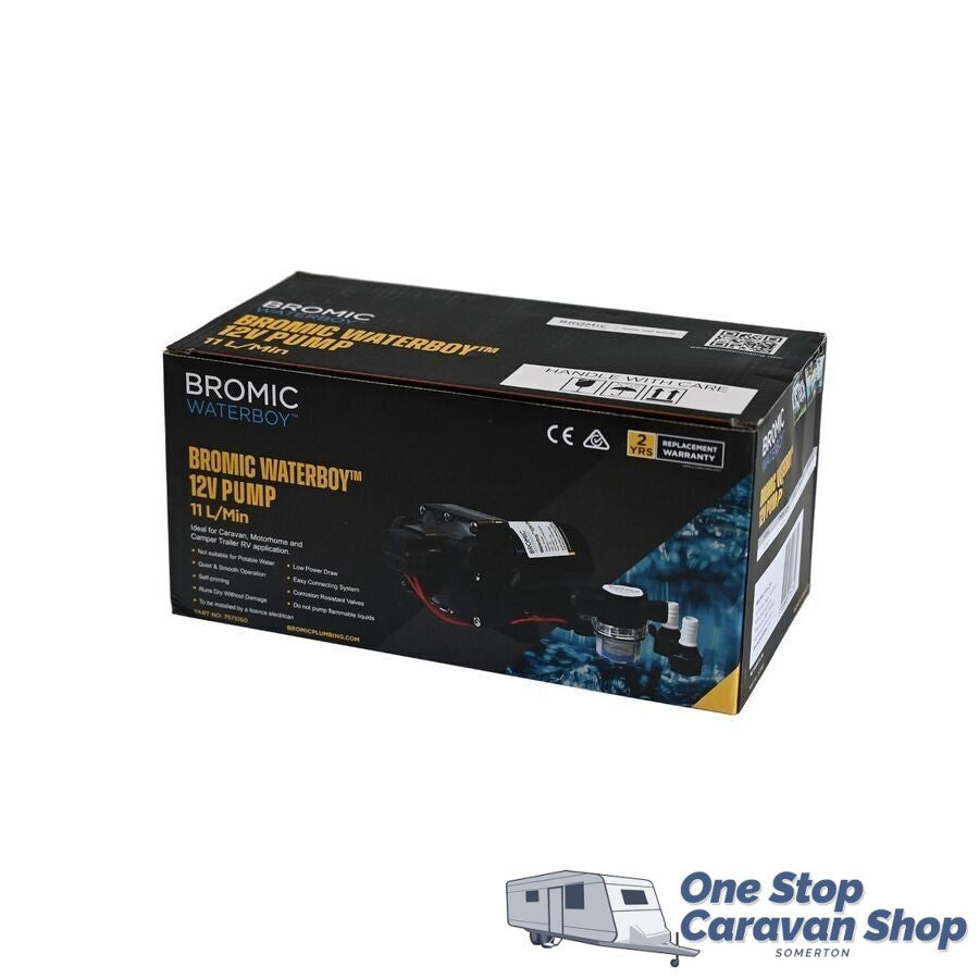 Bromic Waterboy 12V Water Pump + Filter & Fittings - 11 LPM / 55 PSI