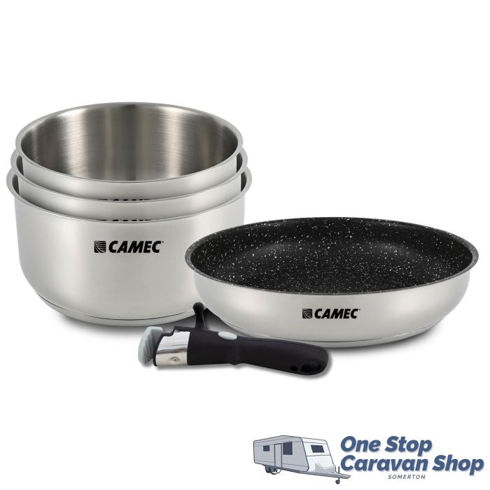 CAMEC SPACESAVER POTS & FRYPAN - INTERCHANGABLE HANDLE