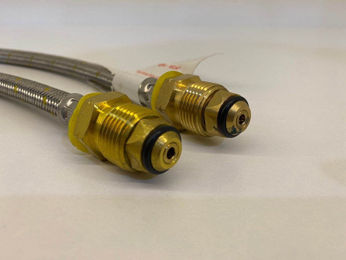 2x450mm Stainless Steel Braided Gas Hose (1/4 Inverted Flare) - Dual Bottles