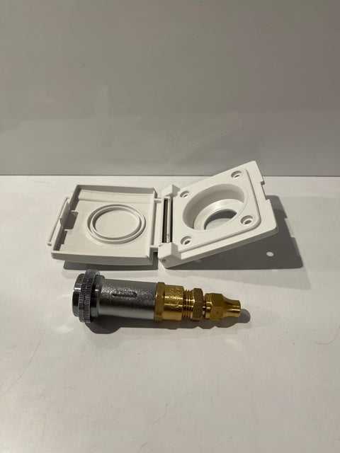 Wall Mount Gas Bayonet straight 3/8 and Cover (White) - OSCSWMGBCS