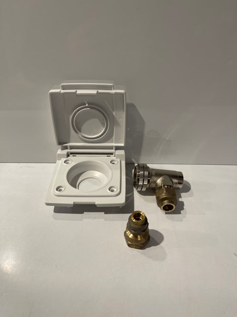 WALL MOUNT GAS BAYONET AND COVER (WHITE) WITH 3/8 ADAPTOR - OSCSWMGB- 3/8" 1/2"