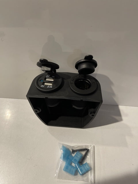 12V Single Power Outlet with Dual USB (Black) - OSCS12VDUALUSB