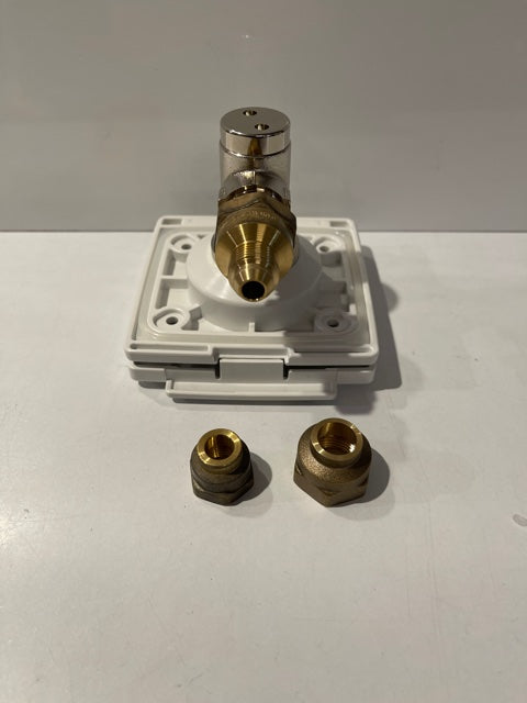 WALL MOUNT GAS BAYONET AND COVER (WHITE) WITH 3/8 ADAPTOR - OSCSWMGB- 3/8" 1/2"