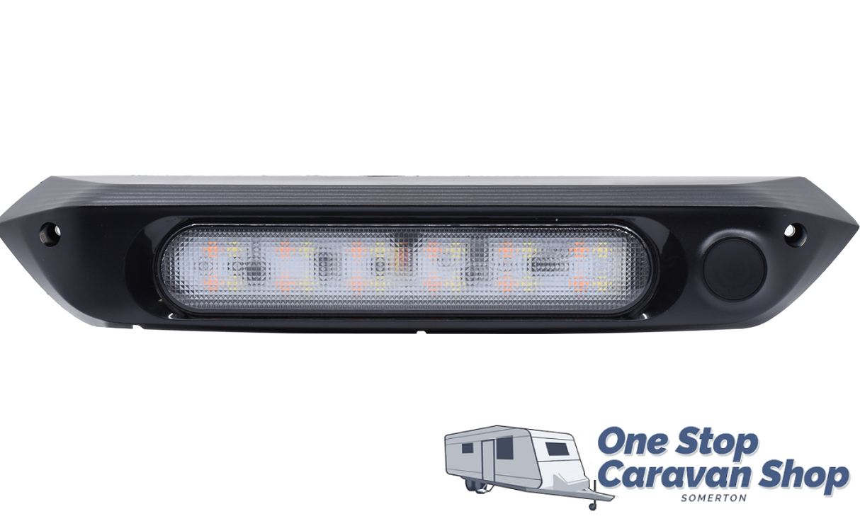 287 mm LED Awning Light with Amber Insect Repellant Mode, Switch, & Black Base