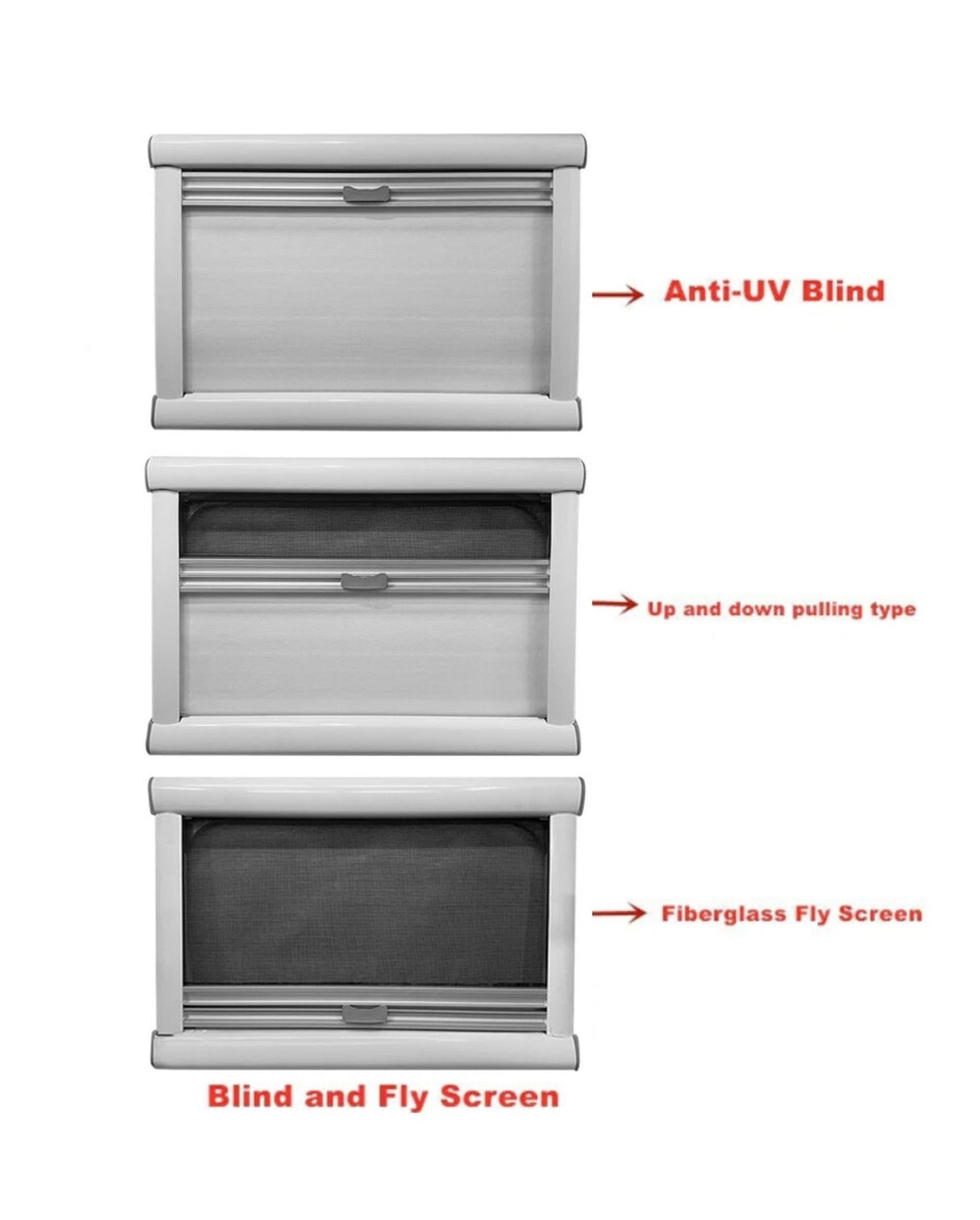 Sanjo Flat Push-Out Caravan Window with Blind - H450xW500mm